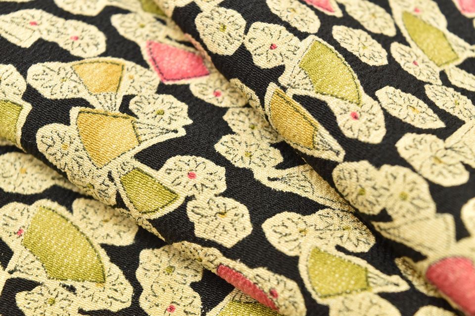 1 jpy fine pattern Nagoya obi 2 point silk black color length 151cm including in a package possible [kimonomtfuji] 3nfuji44383
