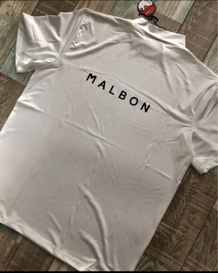 マルボンゴルフ MALBON GOLF 　シャツ　モックネック　半袖　白色　白　人気