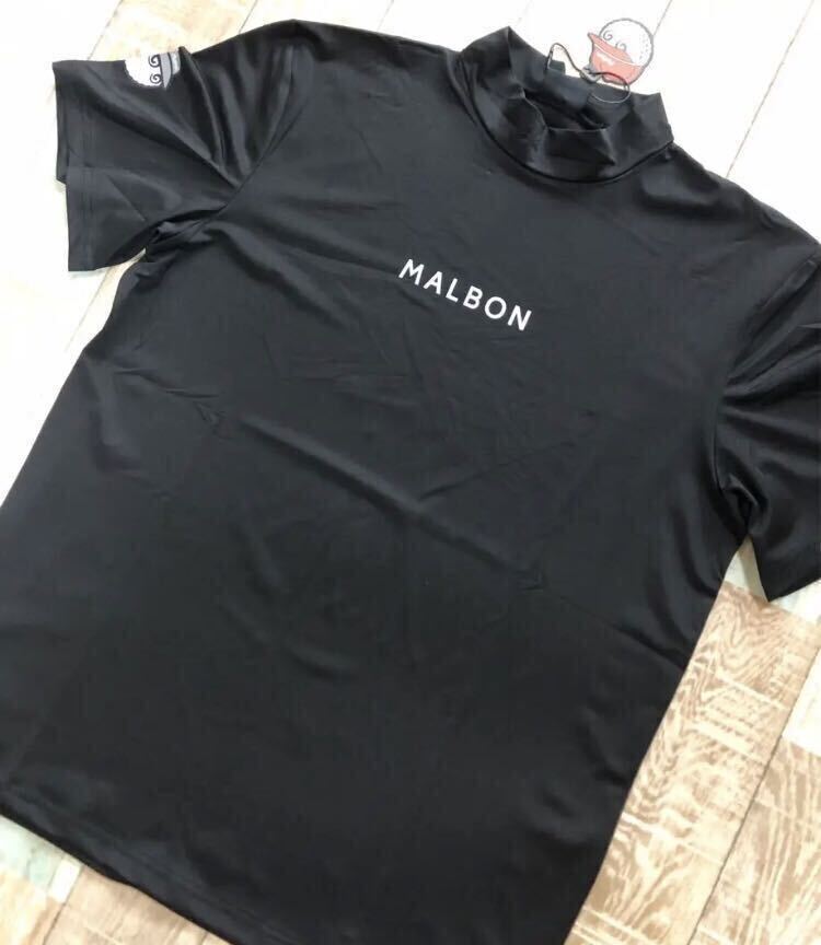 マルボンゴルフ MALBON GOLF 　シャツ　モックネック　半袖　黒