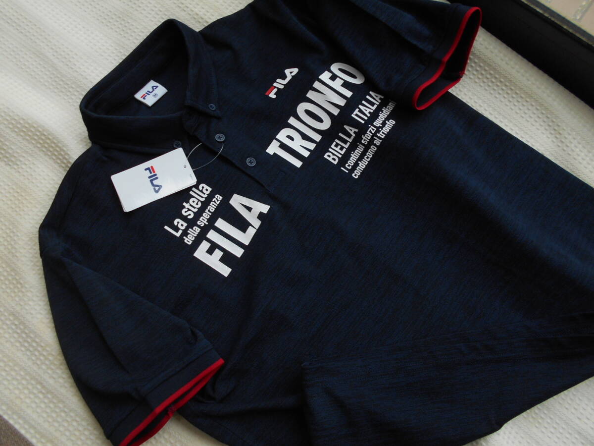 ◆超～おしゃれ！【 FILA / フィラ 】半袖！DRY~ストレッチ／デザイン・ボタンダウン~ポロ◆NV/Mの画像2