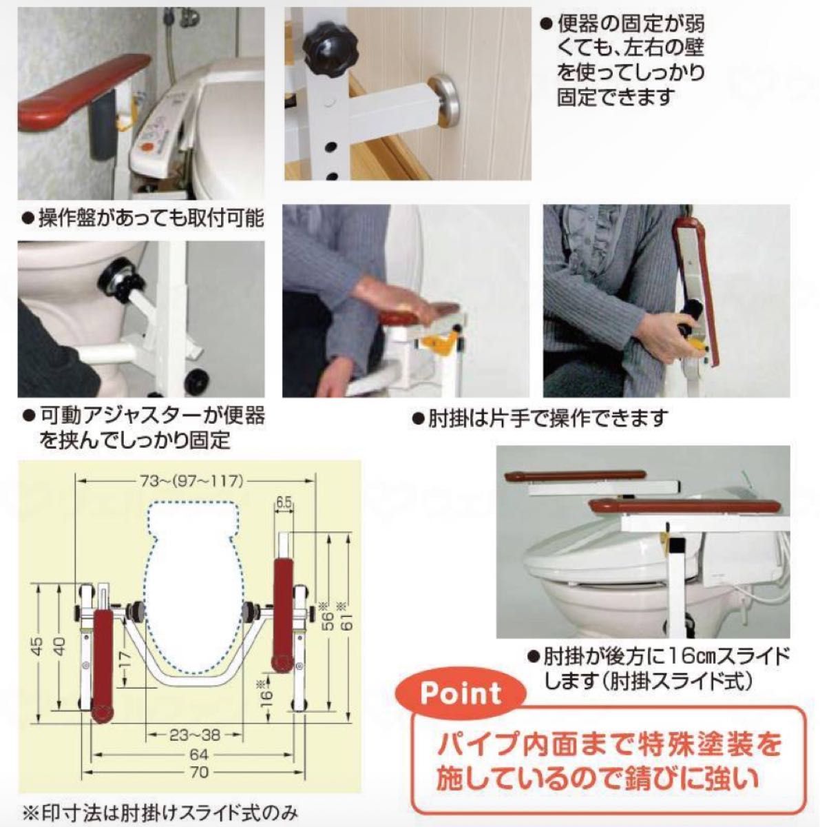 トイレ用手すり　洋式トイレ用立ち上がり補助器　といれって　スライド式　中古品　2