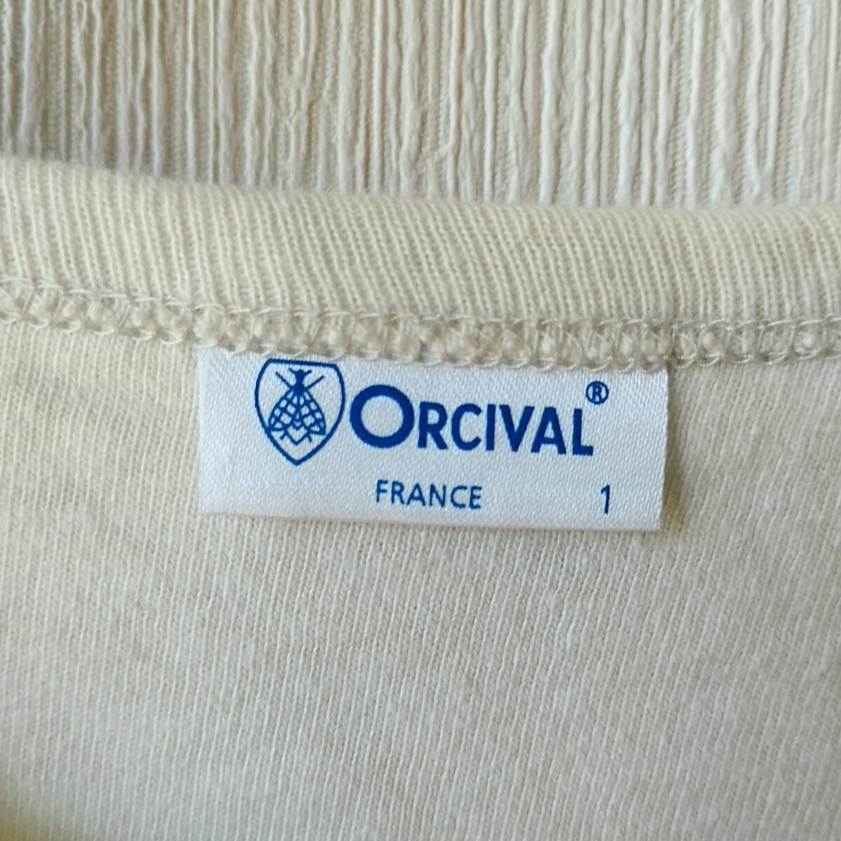 ORCIVAL　オーチバル　ヘンリーネック　Tシャツ カットソー 半袖 コットン　1 フランス　ユーロ　生成り_画像6