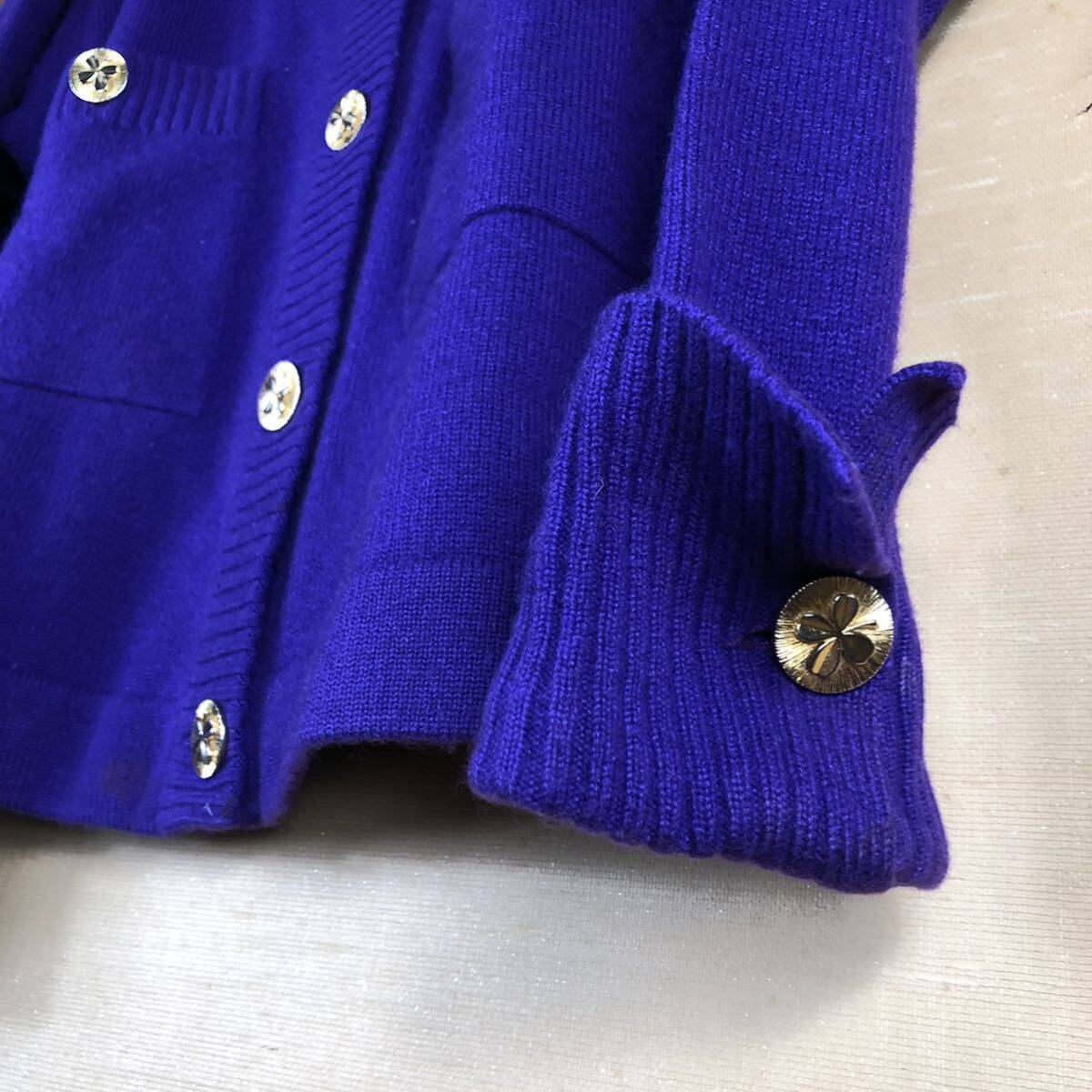  Chanel 80 годы после половина очень редкий clover кнопка фиолетовый цвет no color кардиган довольно большой размер CHANEL