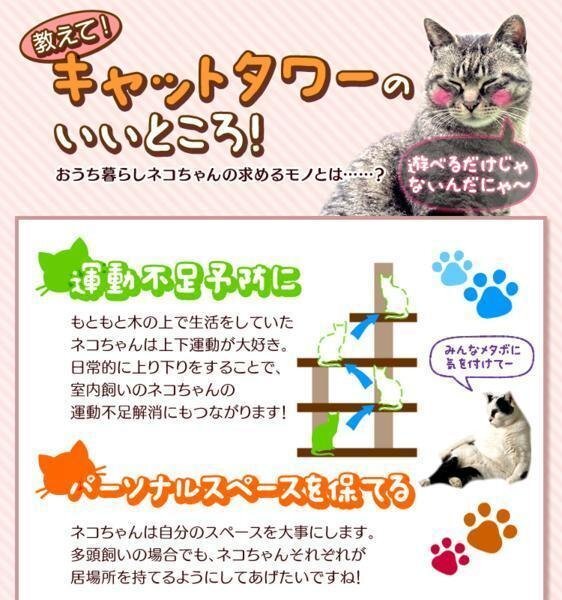 未使用 キャットタワー ネコタワー 突っ張り 240～260cm 木登りタワー シンプルタイプ ねこちゃんタワー 猫タワー キャットランド ベージュ_画像2