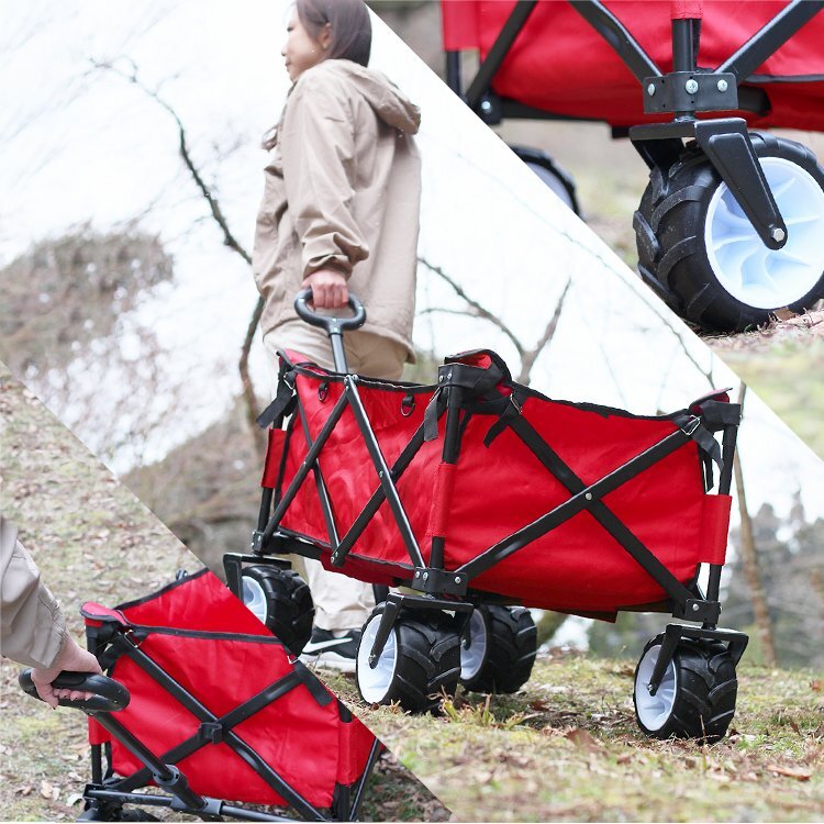  unused carry cart red red very thick tire 10cm carry wagon high capacity folding 4 wheel outdoor . pair camp leisure circle wash light weight 