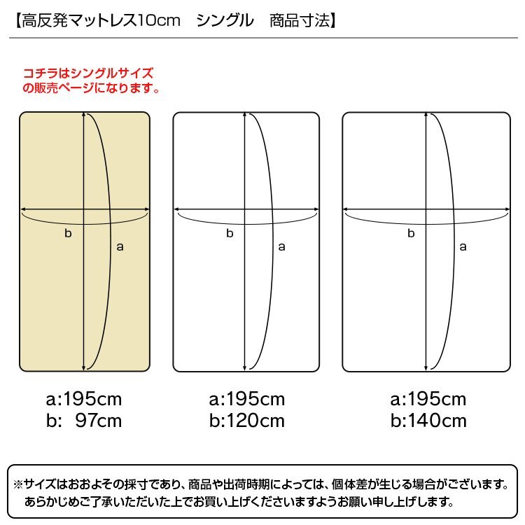 未使用 高反発マットレス シングル 硬さ200N 厚み10cm カバー付き 体圧分散 腰痛 ベッド 寝具 ノンスプリングマットレス 敷き布団 ベージュ_画像9