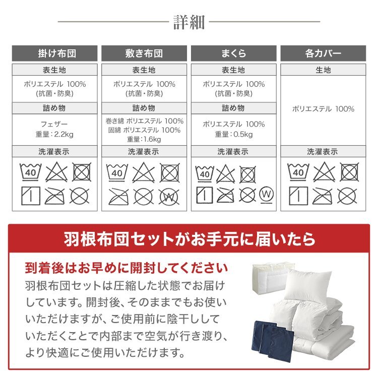 訳あり 1円 布団セット シングル 7点 カバー付き 洗える 来客用 羽根超増量_画像5