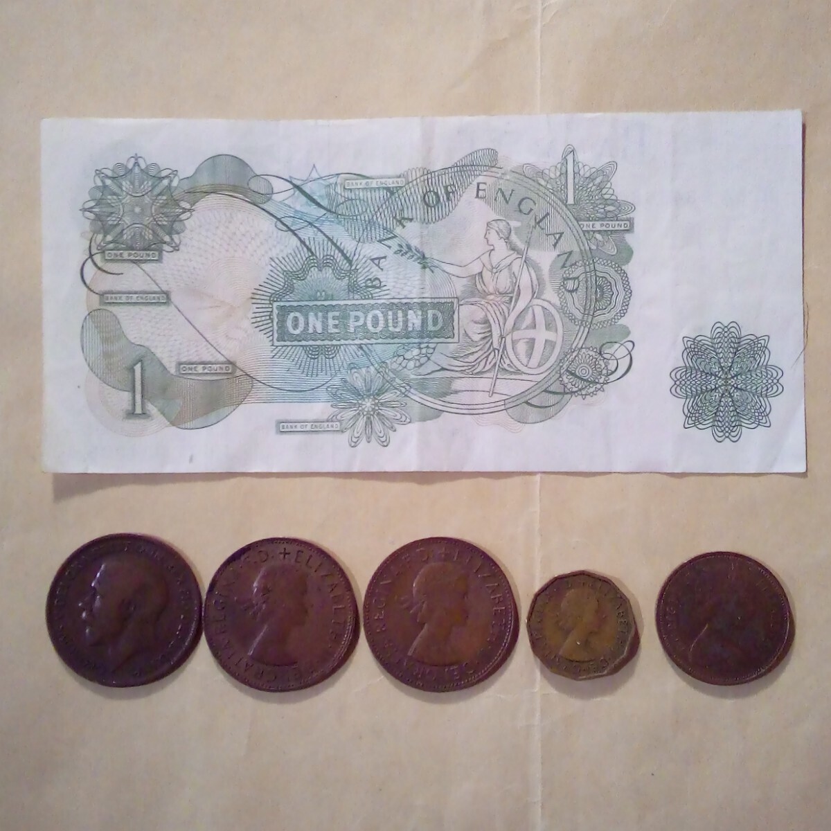 イギリスイングランド銀行古紙幣、硬貨_画像2
