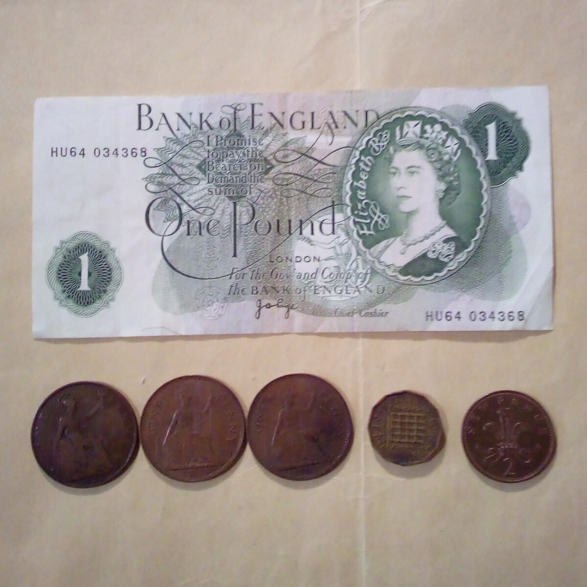 イギリスイングランド銀行古紙幣、硬貨_画像1