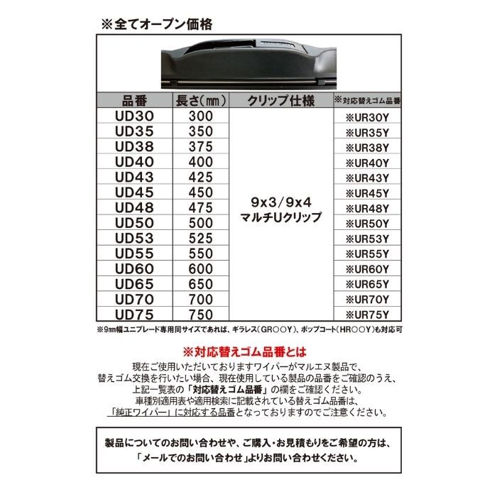 エアロワイパー 替えゴム 三菱 エクリプスクロス H30.3～R2.11 GK1W GK9W 助手席 UR50Y マルエヌ ミューテクノ 車検 交換 雨用 500mm_画像4