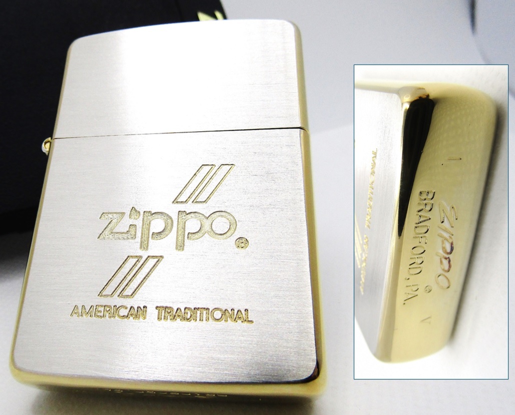 イタリックボトム 金銀 zippo ジッポ 1989年 未使用の画像1