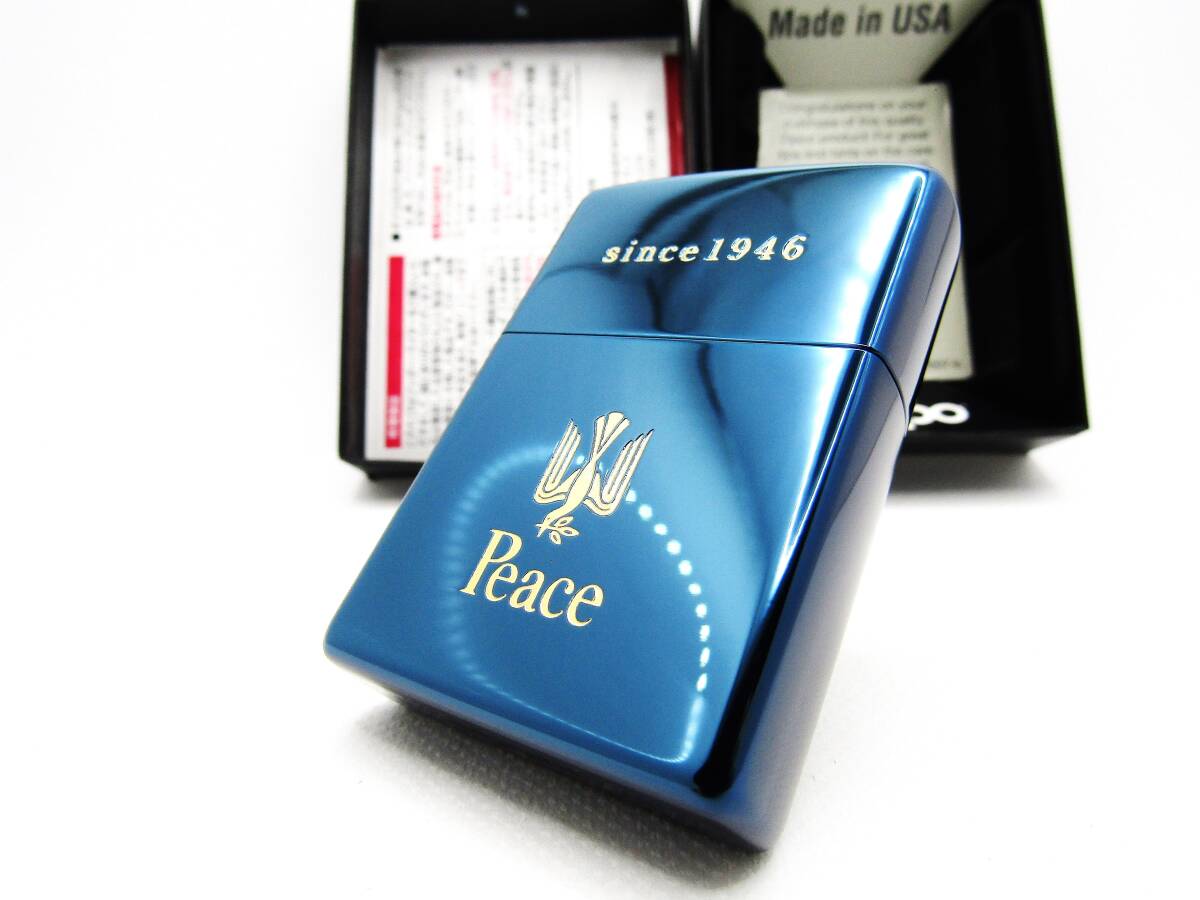 ピース Peace ブルーチタン zippo ジッポ 2015年 未使用の画像2