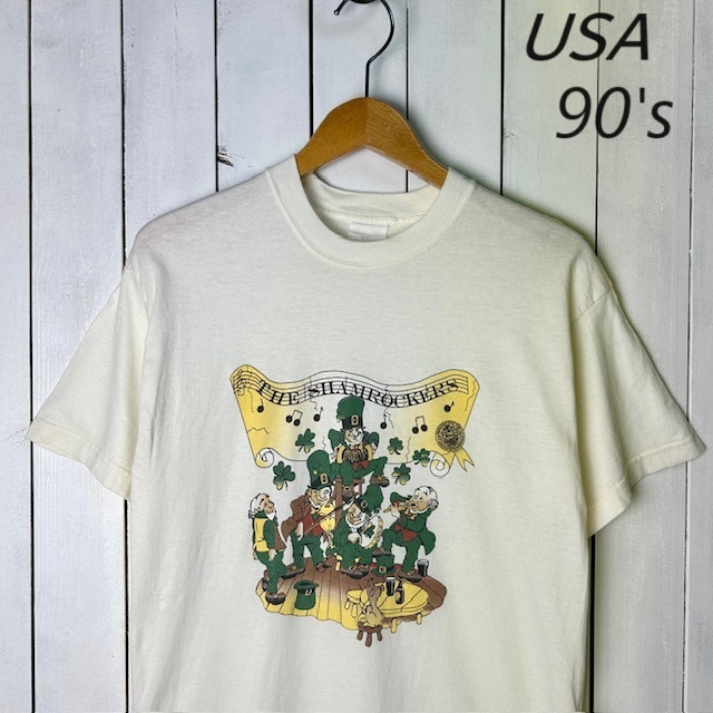 T●22 USA古着 90s プリントTシャツ SCREEN STARS M 生成り アメリカ古着 ヴィンテージ オールド