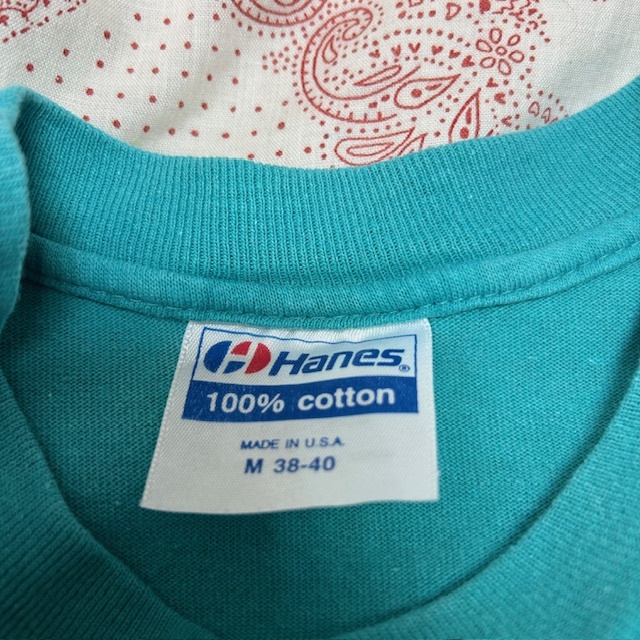 T●112 USA古着 90s USA製 抜染カレッジTシャツ Hanes M 38-40 オールド ヴィンテージ アメリカ古着 シングルステッチ XS～S