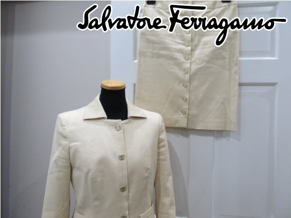 1 jpy Salvatore * Ferragamo setup beige size 40 38 same one person 