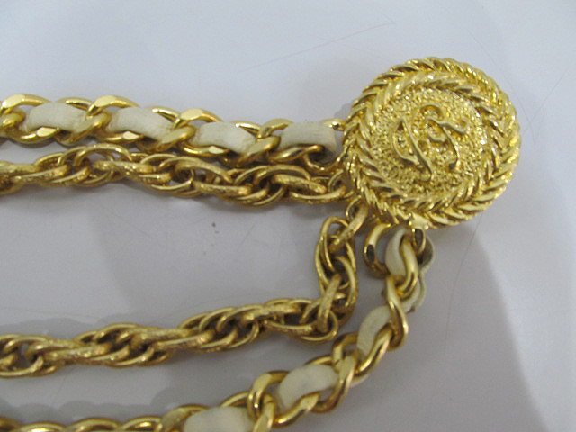 1 jpy J&R initial chain belt Gold white leather 