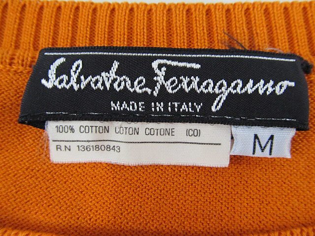 1 jpy Salvatore * Ferragamo short sleeves knitted shirt size M orange 