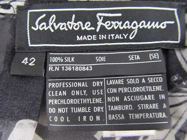 1 jpy Salvatore * Ferragamo long sleeve shirt total pattern gray series silk size 42