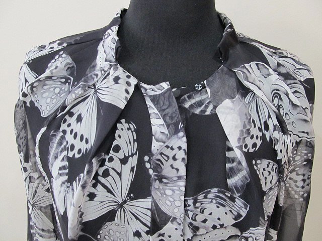 1 jpy Salvatore * Ferragamo long sleeve shirt total pattern gray series silk size 42