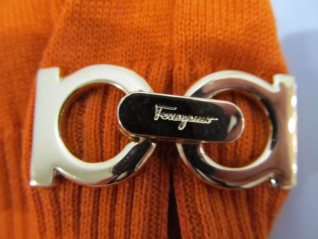 1 jpy Salvatore * Ferragamo short sleeves knitted shirt size M orange 