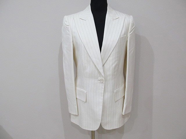 1 jpy Gucci setup suit ivory stripe silk 100%