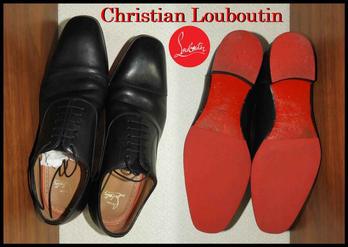 Christian Louboutin GREGGO レザーシューズ クリスチャンルブタン ブラック 本革 ドレスシューズ 黒 41ハーフ ビジネス スパイク 赤ソール_画像6