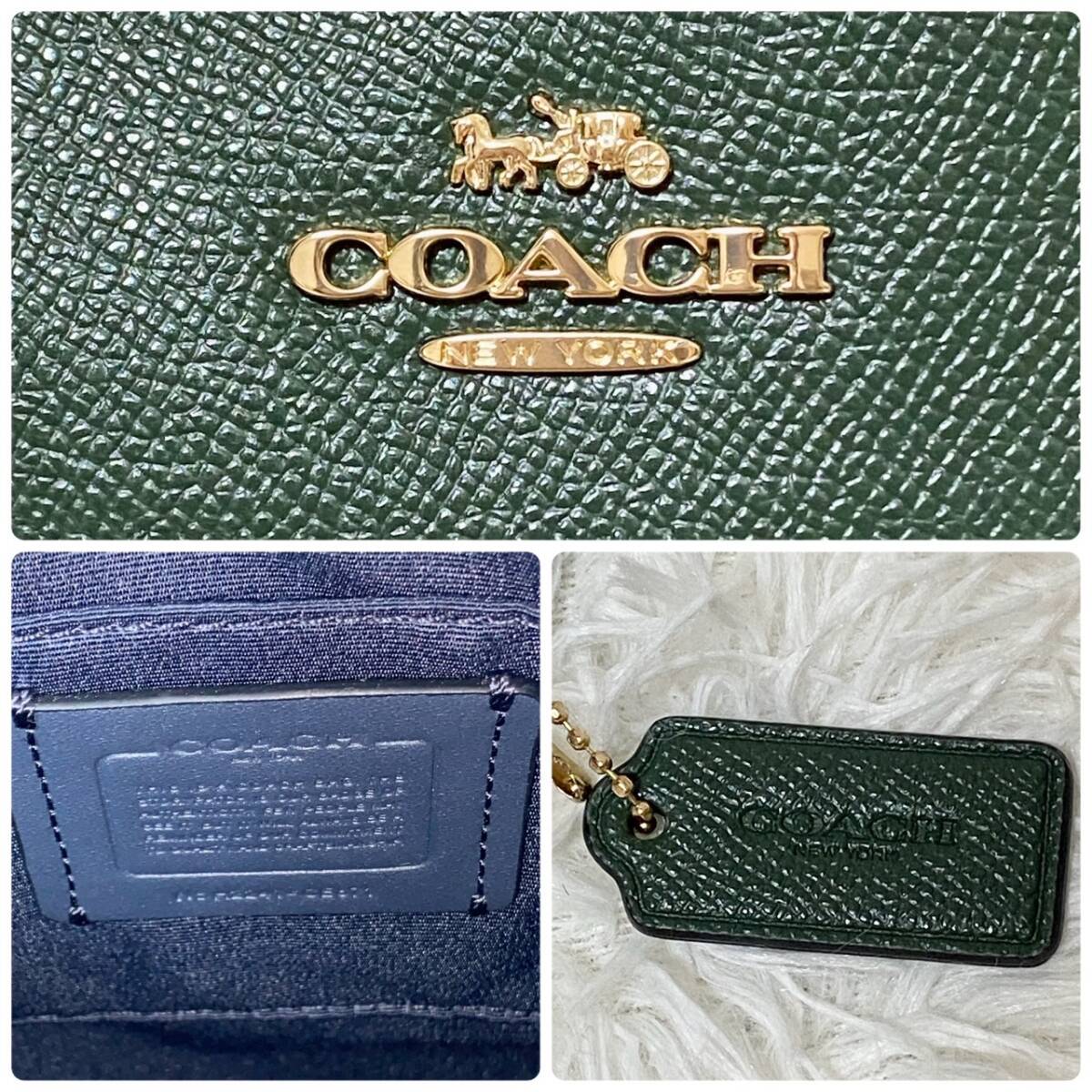  unused class * rare color *COACH Coach men's business shoulder bag sakoshu shoulder .. diagonal .. metal Logo leather original leather green 