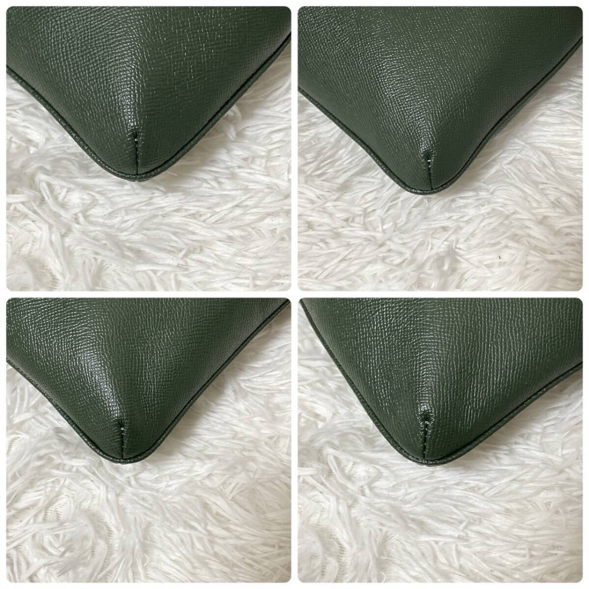  unused class * rare color *COACH Coach men's business shoulder bag sakoshu shoulder .. diagonal .. metal Logo leather original leather green 