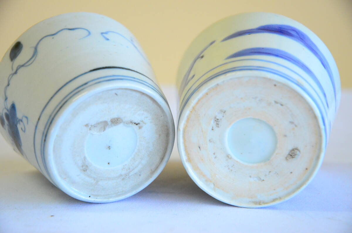  old Imari blue and white ceramics soba sake cup 6 point summarize guinomi antique old .... eyes height pcs 