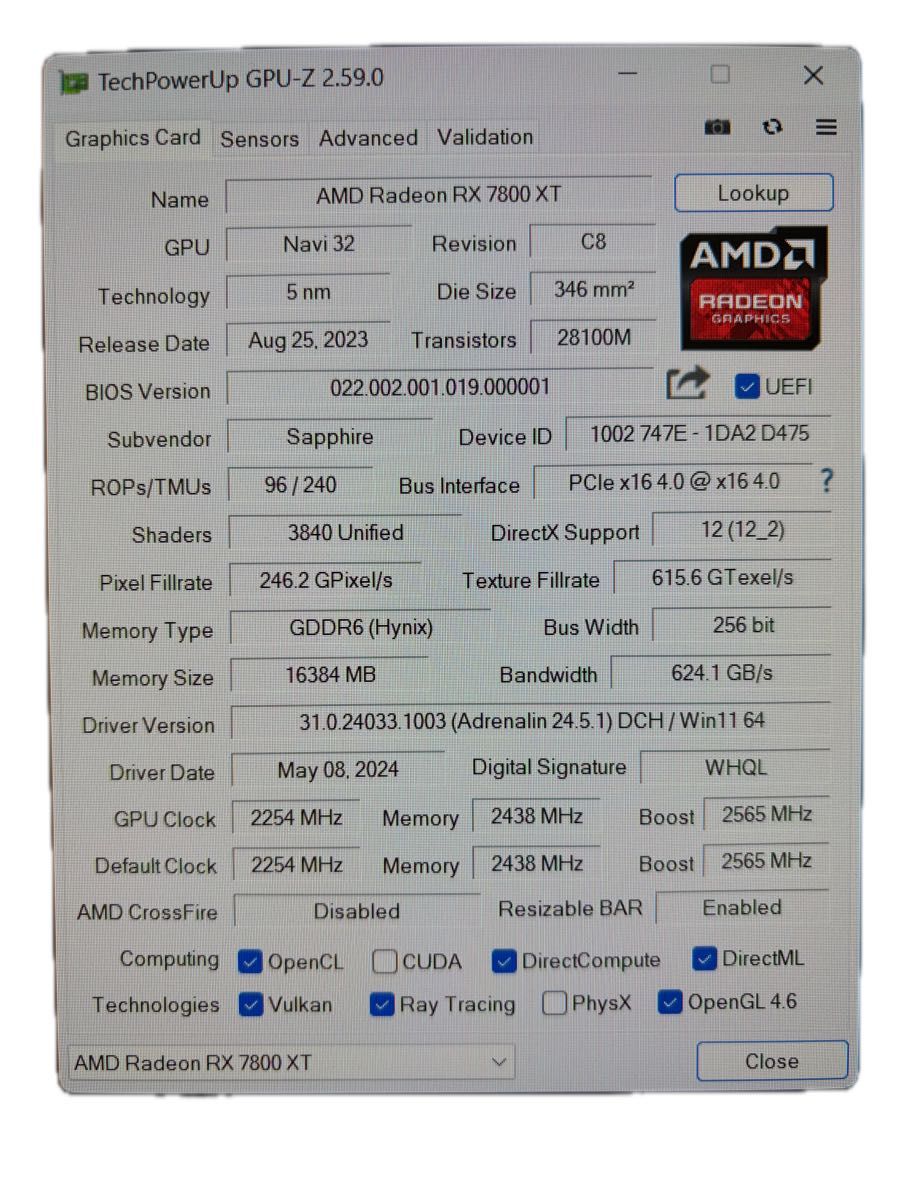 正常動作確認済み NITRO+ Radeon RX 7800 XT GAMING OC 16GB