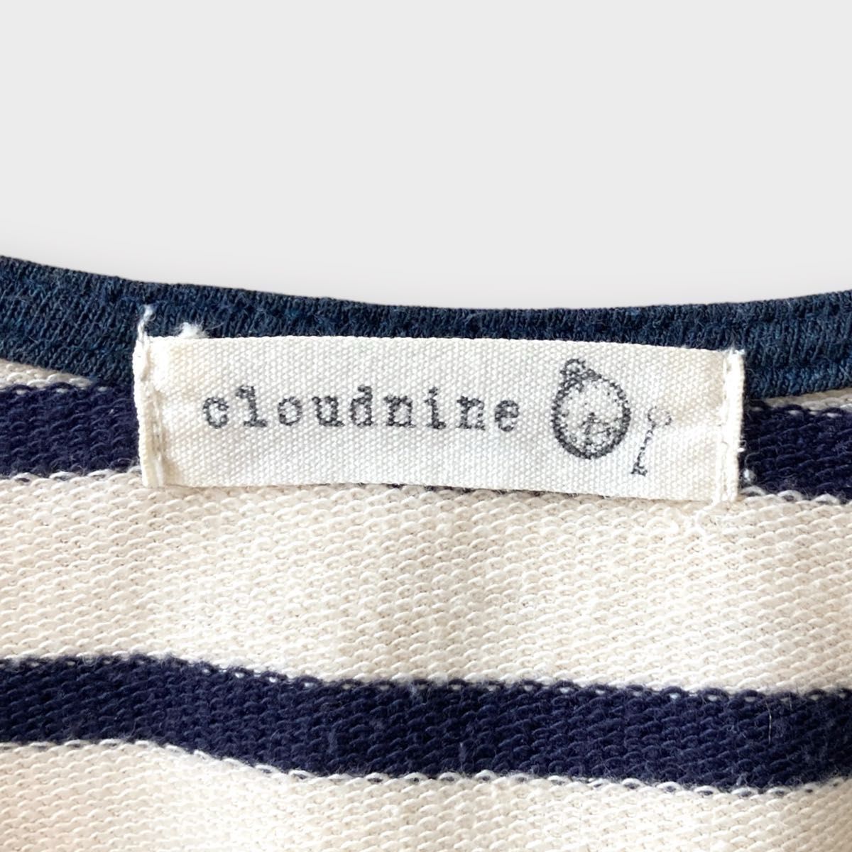 【cloud nine】クラウドナイン　ボーダーTシャツワンピ　AラインボーダーチュニックM〜L  ネイビー ホワイト 長袖
