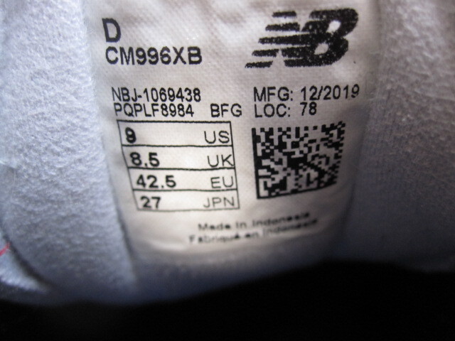 使用少ないキレイ New Balance ニューバランス NB996 CM996XB スニーカー US9D/27cm レッド/ネイビー/ホワイト シューズ_画像3