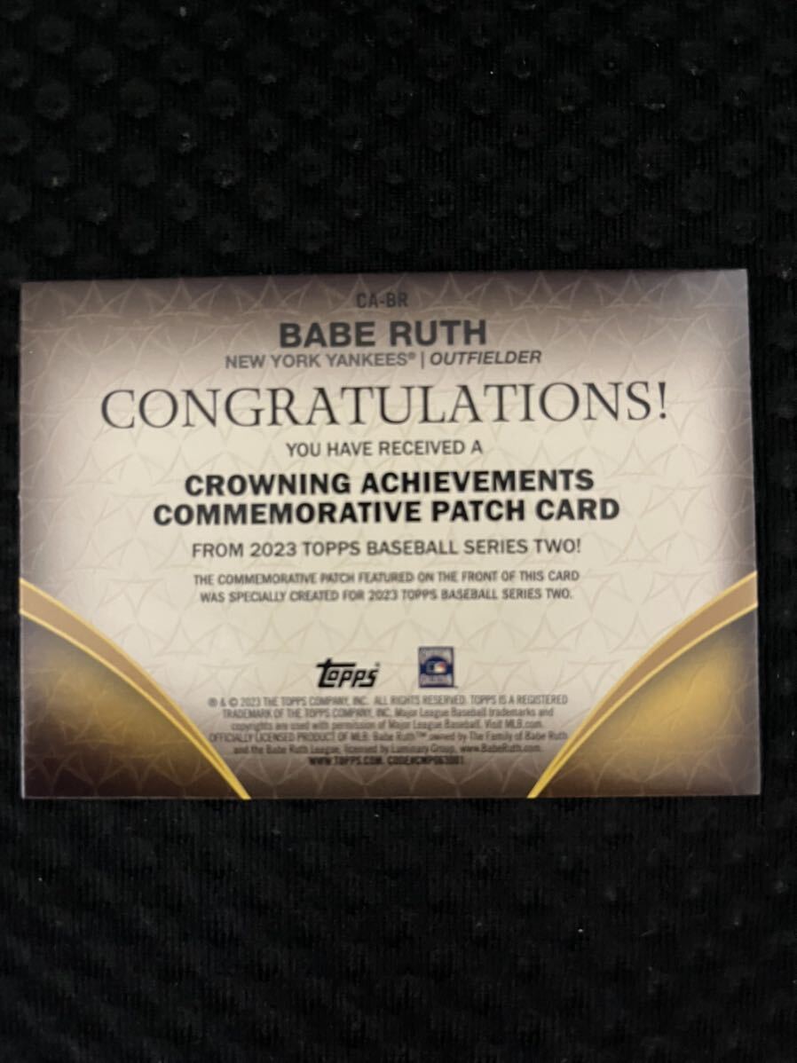 2023 Topps Series2 BABE RUTH ベーブルース PATCH CARD YANKEES ヤンキース HR-RBI LEADER 10枚限定_画像2