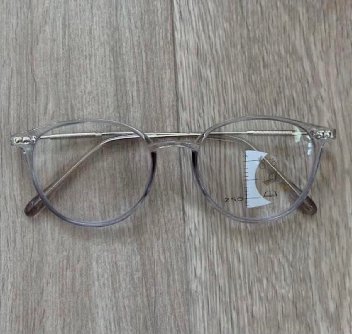 老眼鏡遠近両用 ライトグレー＋3.0　シニアグラス　ブルーライトカットおしゃれ　人気　新品