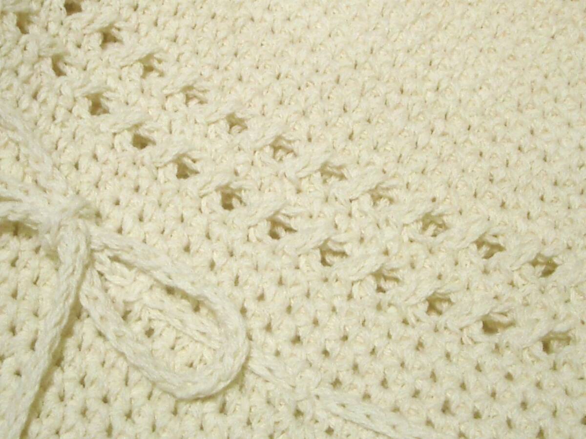 ハンドメイド手編み帽子コットンホワイトミルク_画像3