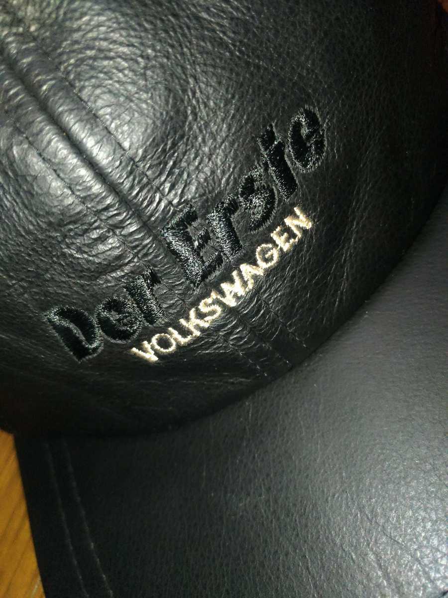 激レア★フォルクスワーゲン キャップ Volkswagen ゴルフ デア・エアステ Der Erste　本革　レザーキャップ 帽子 フリーサイズ　黒　非売品_画像2