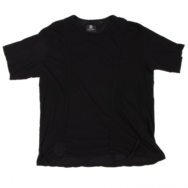 ビーヨウジヤマモトB Yohji Yamamoto ギャザーコードデザインTシャツ 黒2_画像2
