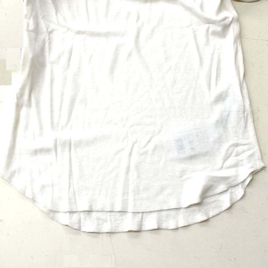 GDC ジーディーシー 日本製 ヘンリーネックダメージ加工 長袖Tシャツ 男女兼用 メンズSサイズ 白 送料無料 A287_画像5