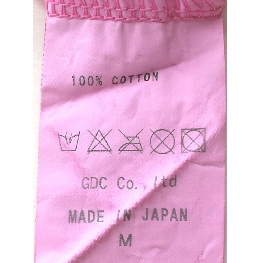 GDC ジーディーシー 日本製 綿100% コットン 半袖VネックTシャツ 薄手 男女兼用 ユニセックス メンズMサイズ ピンク 送料無料 A432_画像7