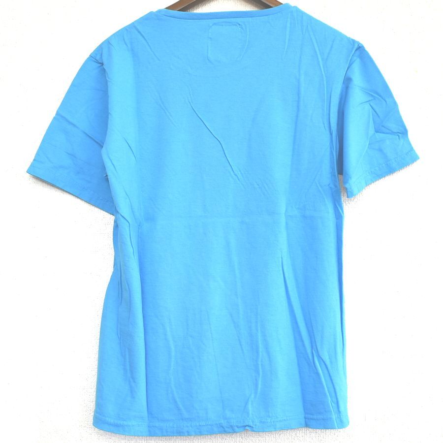 GDC ジーディーシー 日本製 綿100% コットン 半袖丸首Tシャツ 薄手 男女兼用 ユニセックス メンズMサイズ 青 送料無料 A428_画像3