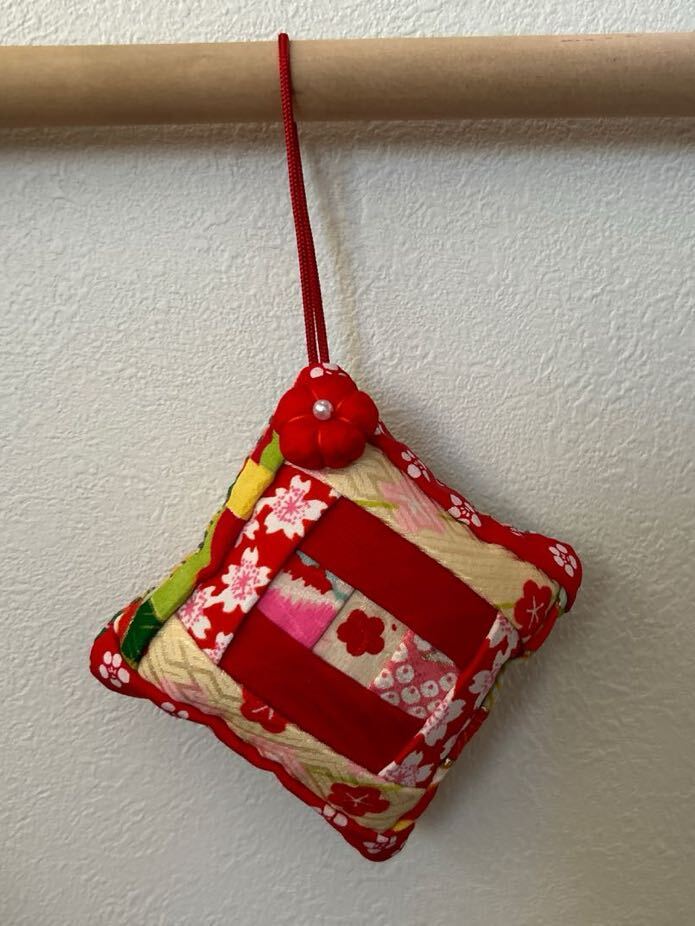  hand made * old cloth * pincushion * kimono remake * patchwork * pincushion * ornament *2