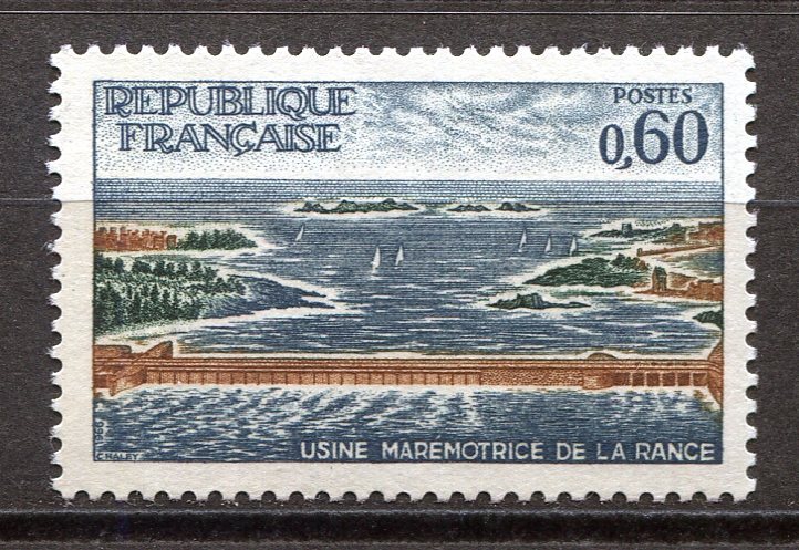 7830◇フランス　1966年　発電所ダム・ランス河口　1種完　NH_画像1