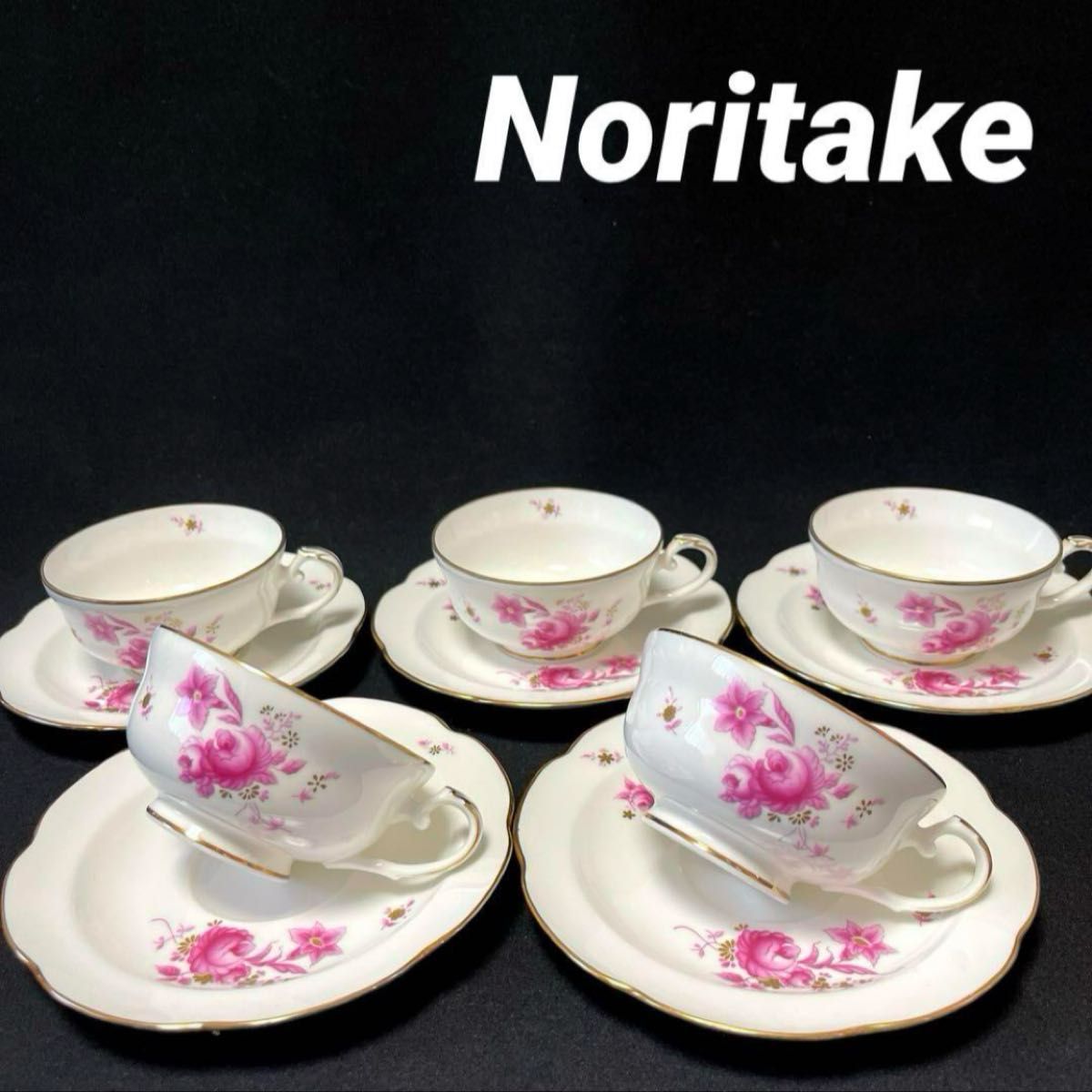 Noritake ノリタケ カップ&ソーサー 5客セット 花柄 ティー Noritake ノリタケ カップ&ソーサー 5客セット 花柄 ティー