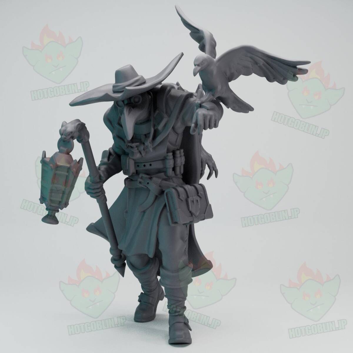 ペスト医者と鳥（Plague Doctor With Bird）D&D・TRPG用 3Dプリント ミニチュア 未塗装_画像1