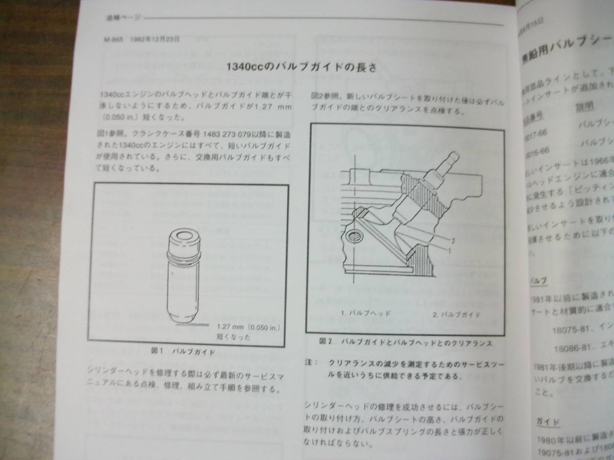 １９７８年後期～８４年　ビックツイン　ショベルヘッド／ＥＶＯ初期　日本語サービスマニュアル_追補でも表示あります。