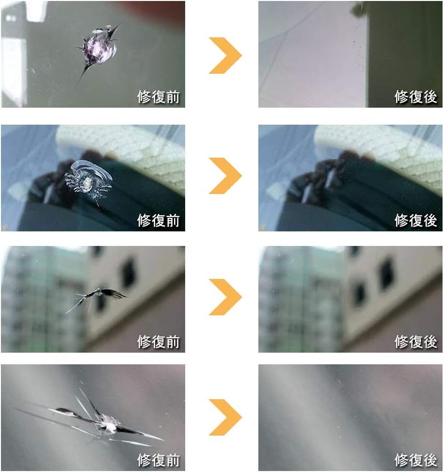 GLISTON フロントガラスリペアキット 車 飛び石キズ補修 日本語取説付き ひび割れ補修 窓ガラス 修理キット(ブルー)_画像6