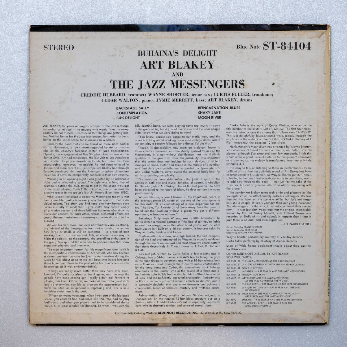 BLUE NOTE準オリジナル盤 ART BLAKEY & THE JAZZ MESSENGERS / BUHAINA'S DELIGHT BST 84104 / NYC / 耳 / VAN GELDER, STEREO 別々の刻印の画像2