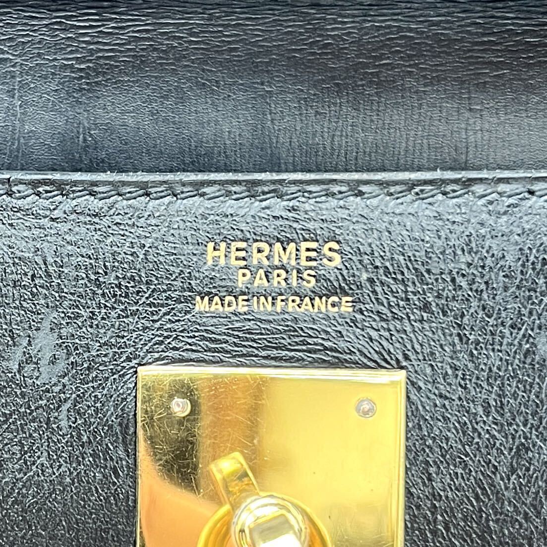 1円 良品 HERMES エルメス ケリー 32 ボックス カーフ ハンド バッグ 〇I刻印 dD0469Nの画像9