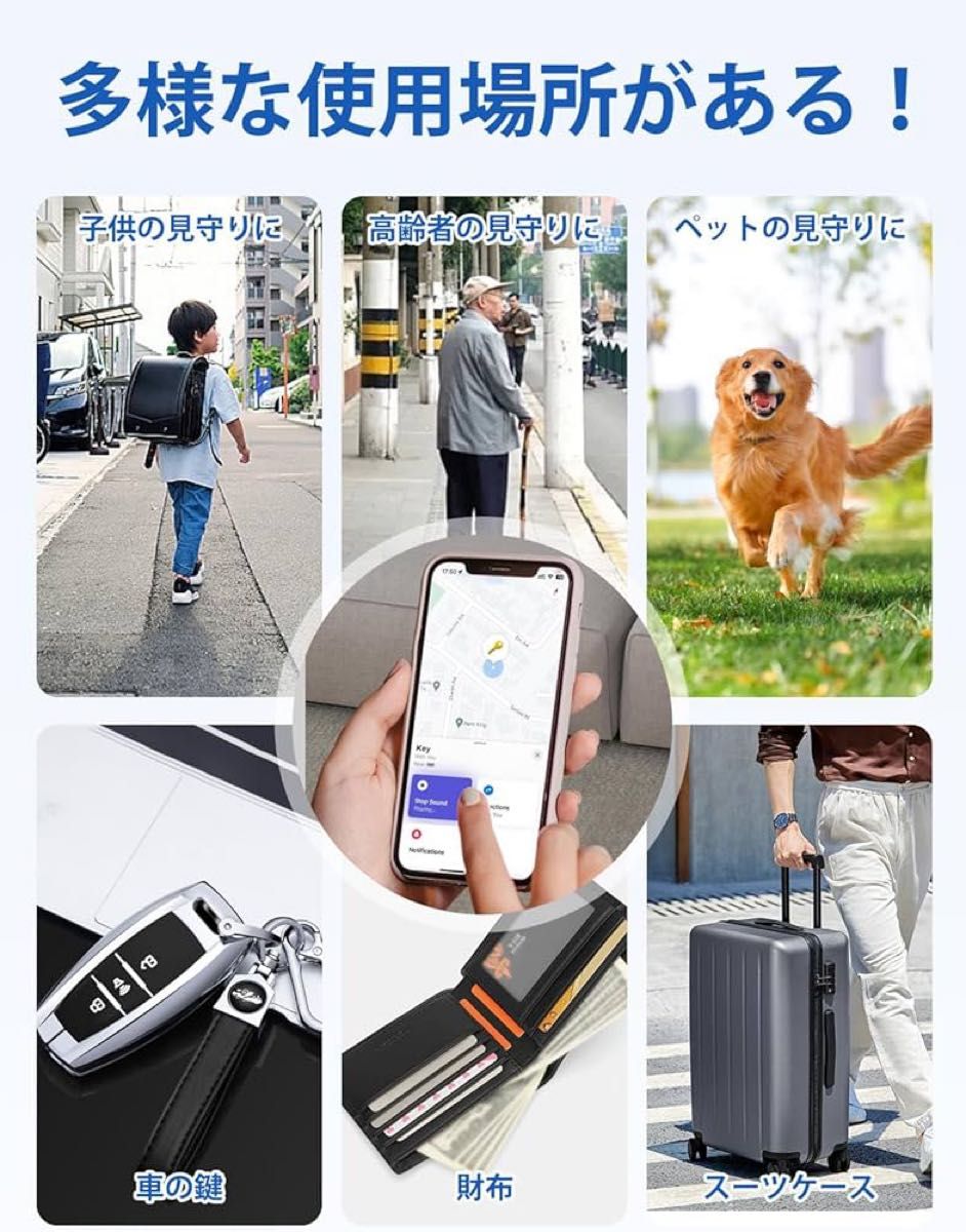 スマートトラッカー gps 全ネット最小最薄 gps 紛失防止タグ スマートタグ 子供 発信機 日本語説明書付き 車両追跡用