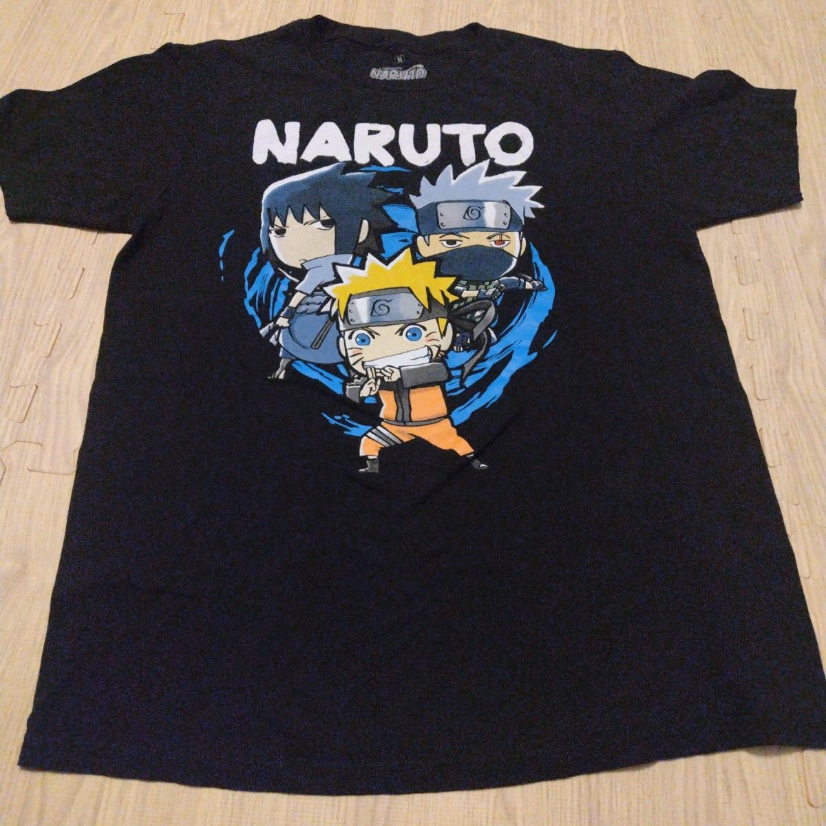 少年ジャンプ NARUTO ナルト疾風伝 うちはサスケ カカシ先生　Tシャツ　Ｍ ブラック